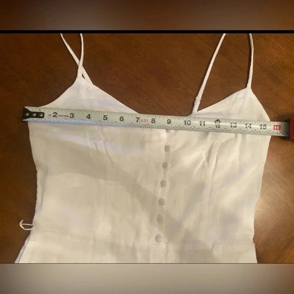 Banana Republic Cropped Linen Cotton White Wide Leg Jumpsuit Good Condition Sz 0 - Picture 11 of 12